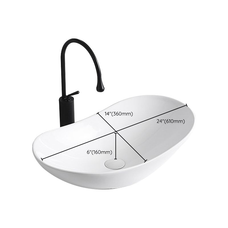 Lisslune | Modern Vessel Sink Porcelain Rectangular Vessel Sink (Not Included Faucet)
