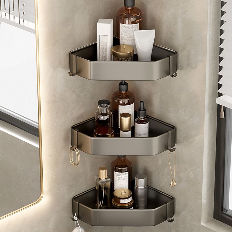 Lisslune | Contemporary Aluminum Bathroom Accessory Set Grey Bath Shelf