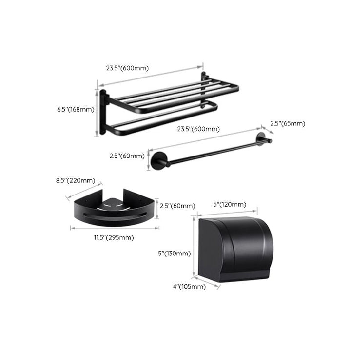Lisslune | Modern Bathroom Hardware Set Matte Black Metal Bathroom Accessories Set Rustproof