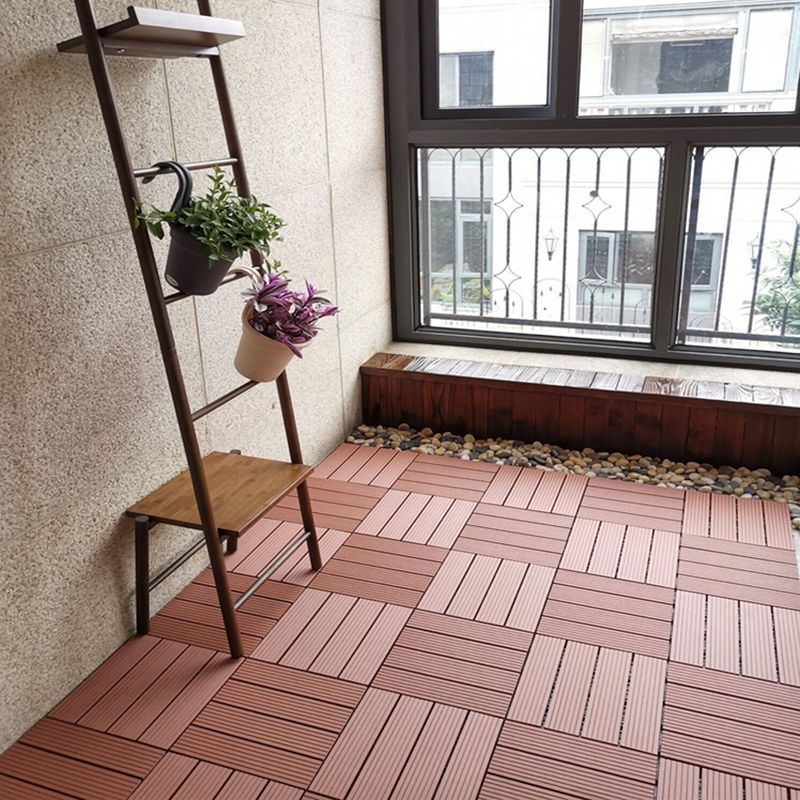 Lisslune | Composite Plank Tiles Striped Pattern Square Deck Flooring Outdoor Patio