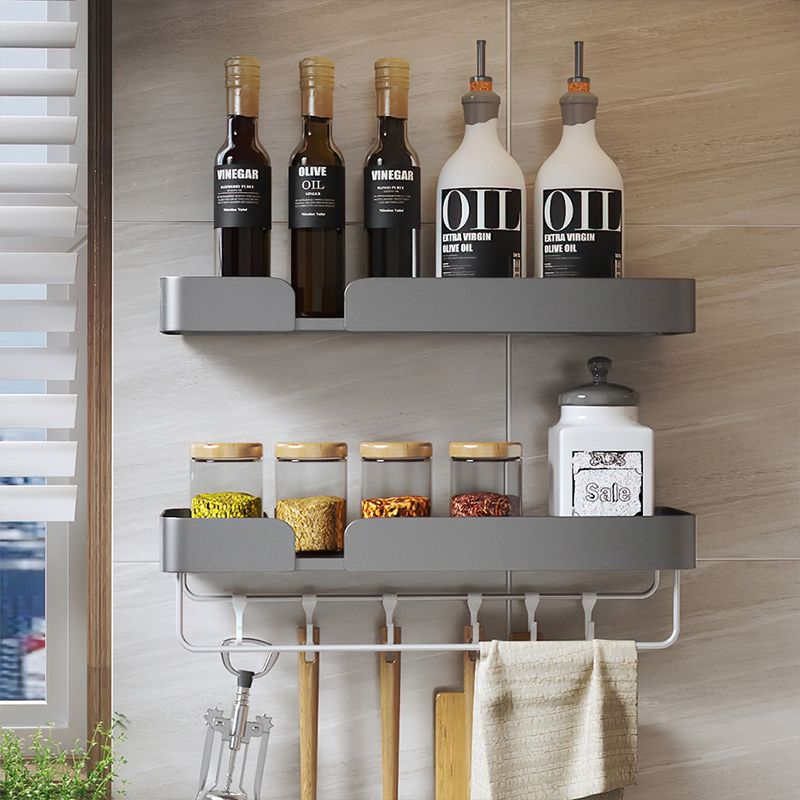 Lisslune | 3-piece modern bathroom hardware set aluminum bathroom shelf in gray