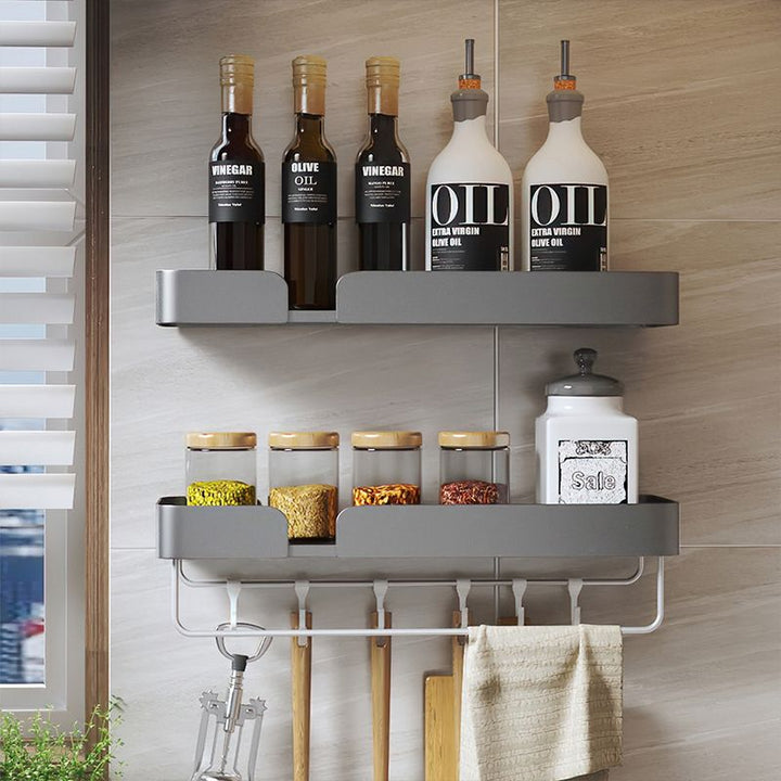 Lisslune | 3-piece modern bathroom hardware set aluminum bathroom shelf in gray