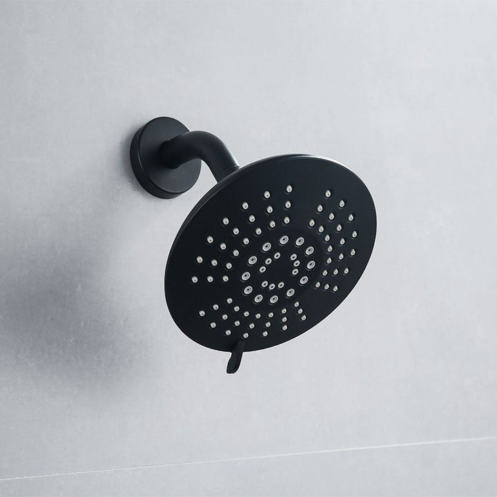 Lisslune | Round Fest Shower Head Matte Black 5 Spray Patterns Wall Mounted Shower Head