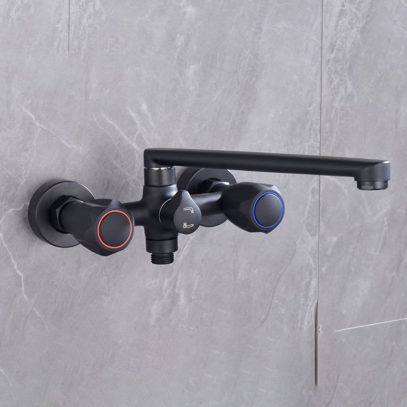 Lisslune | Modern Bathtub Faucet Trim Black Wall Mounted Swivel Spout with Hand Shower
