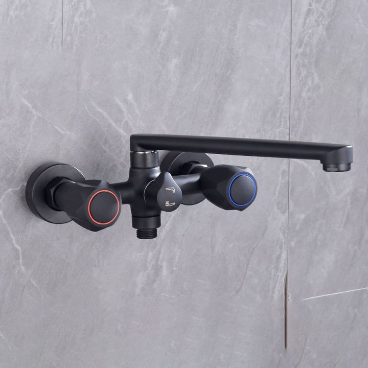 Lisslune | Modern Bathtub Faucet Trim Black Wall Mounted Swivel Spout with Hand Shower