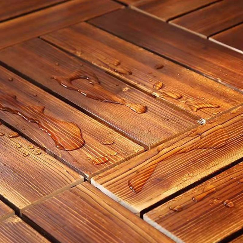 Lisslune | 4-Slat Wood Floor Tiles Interlocking Installation Floor Tiles