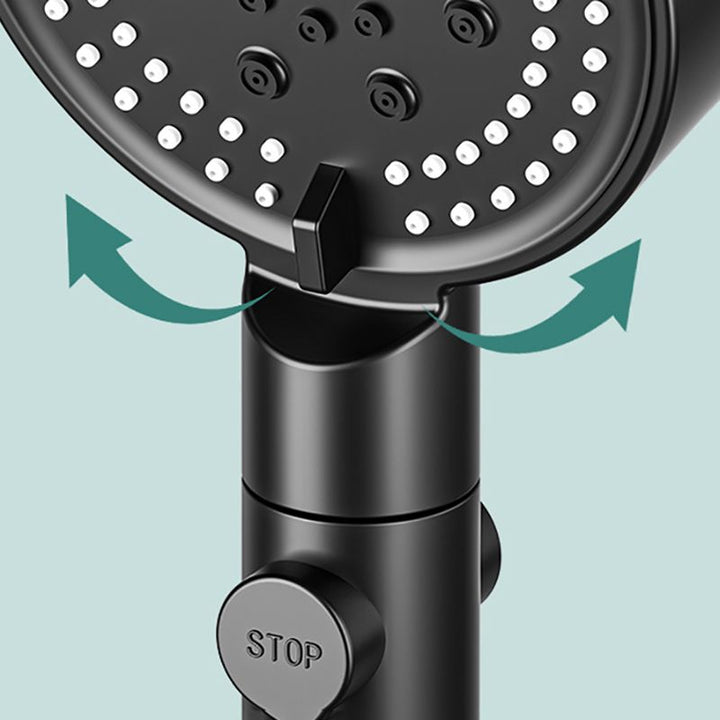 Lisslune | Modern 6 Setting Shower Head Adjustable Spray Pattern Matt Black Round Shower Head