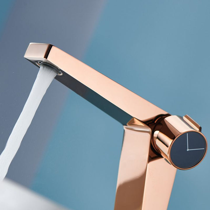 Lisslune | Modern Bathroom Sink Faucet Brass Knob Handle Low Arc Basin Faucet