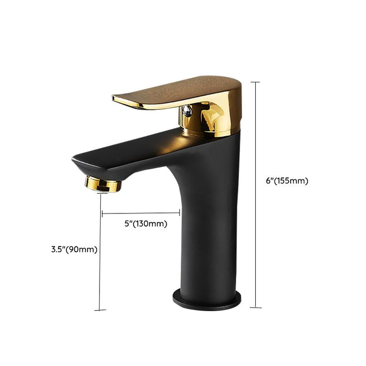 Lisslune | Black-Gold Vessel Sink Faucet Lever Handle Low Arc Vessel Faucet