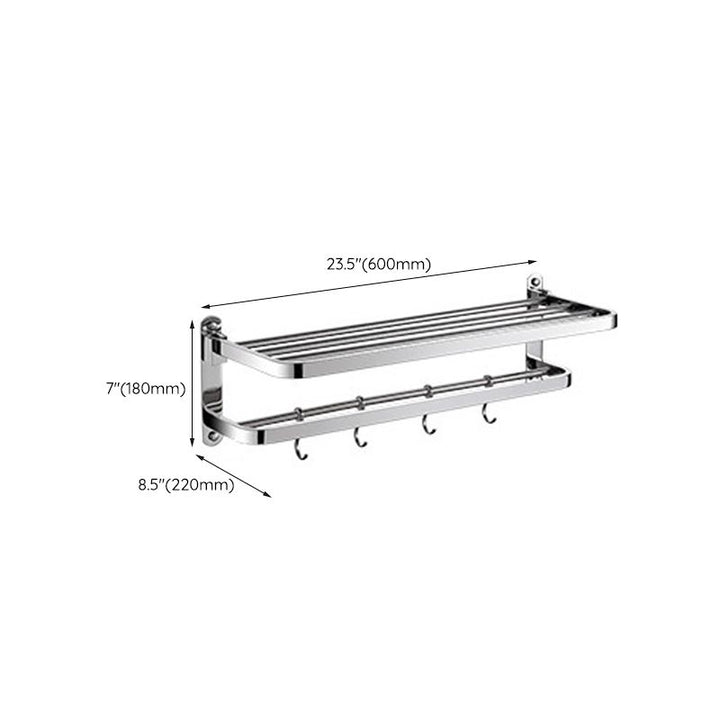 Lisslune | Polished Chrome Modern Bathroom Accessory Set in Stainless Steel with Bath Shelf/Towel Rail