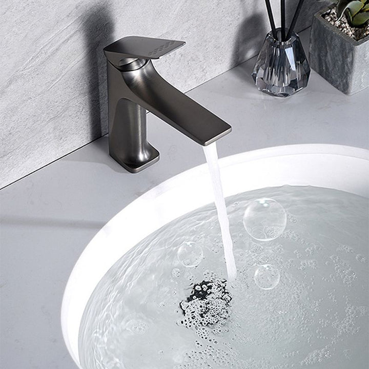 Lisslune | Modern Bathroom Faucet Brass Deep Arc Lever Handle with Faucet Hose