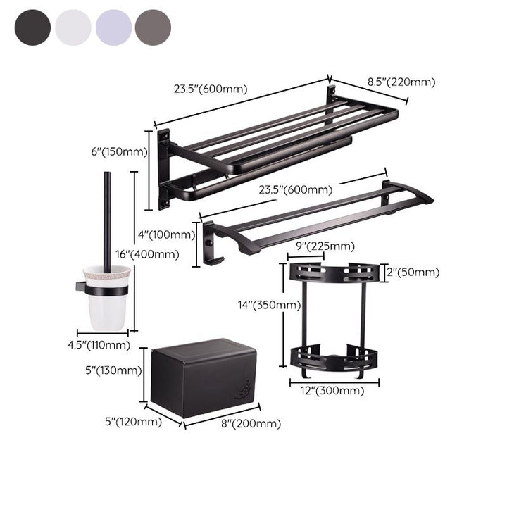 Lisslune | Modern 5-piece bathroom accessory set with triangular bath shelf