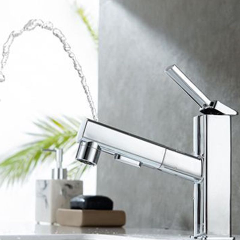 Lisslune | Contemporary Vessel Sink Faucet Copper Single Handle Low Arc Pull Down Vessel Faucet