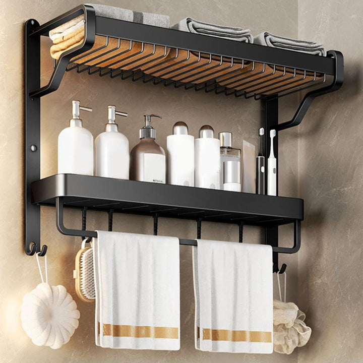 Lisslune | Modern Bathroom Set Matte Black Bathroom Shelf Towel Rack Bathroom Accessories Set