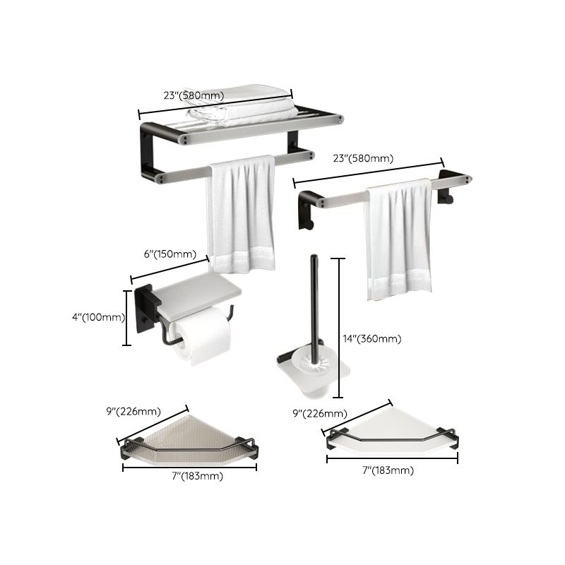 Lisslune | Modern Bathroom Accessory Set Bathroom Shelf Towel Holder Black Bathroom Accessory Set