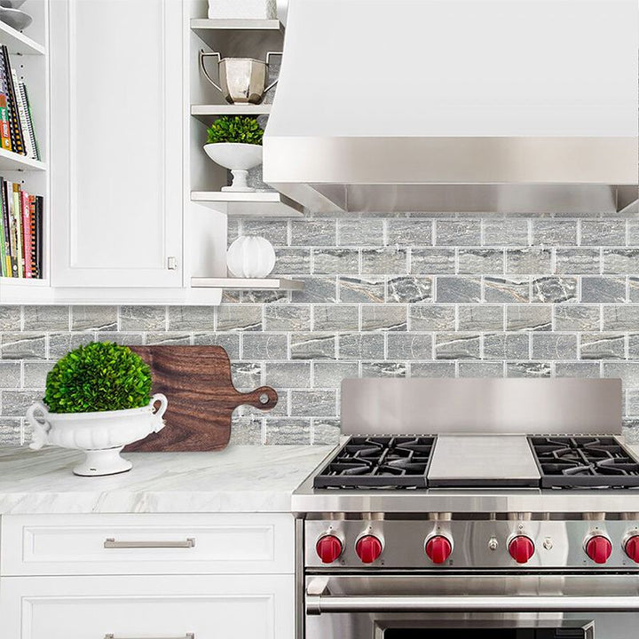 Lisslune | Peel and Stick Tiles Subway Rectangle Waterproof PVC Tile-Peel & Stick for the Kitchen 10-Pack
