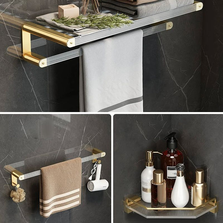 Lisslune | Modern Bathroom Accessories Set Bathroom Shelf Gold Towel Holder Bathroom Hardware Set