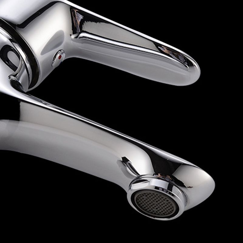 Lisslune | Basic Metal Washbasin Faucet Silver Bathroom Faucet with Lever Handle