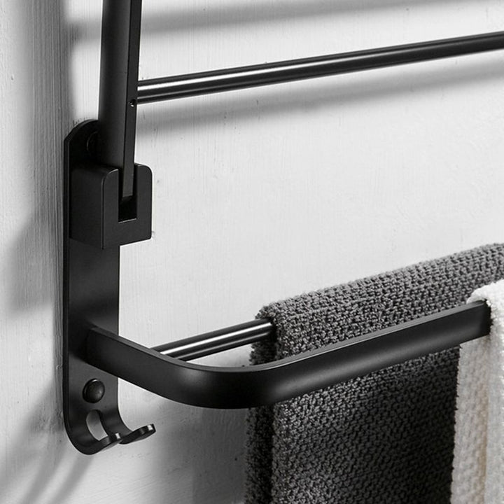 Lisslune | Contemporary 8-piece Bathroom Accessory Set Matte Black Bathroom Shelf/Paper Holder/Towel Hook