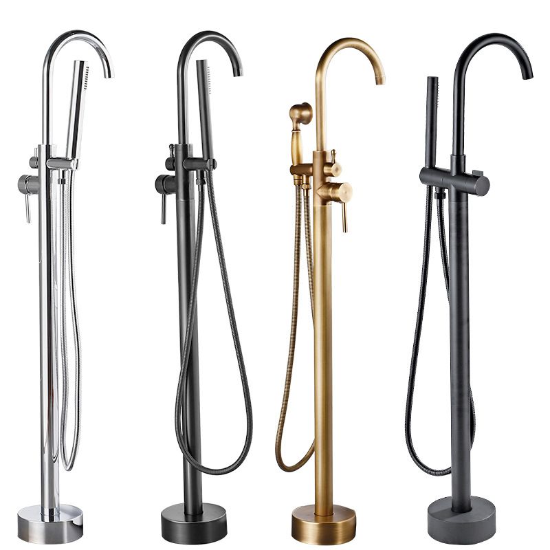 Lisslune | Floor Metal Freestanding Bathtub Faucet Swivel Copper Freestanding Faucet