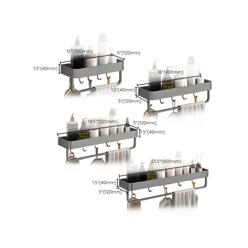 Lisslune | Modern Grey 2-piece Bathroom Accessory Set, Matt Grey, Bathroom Shelf