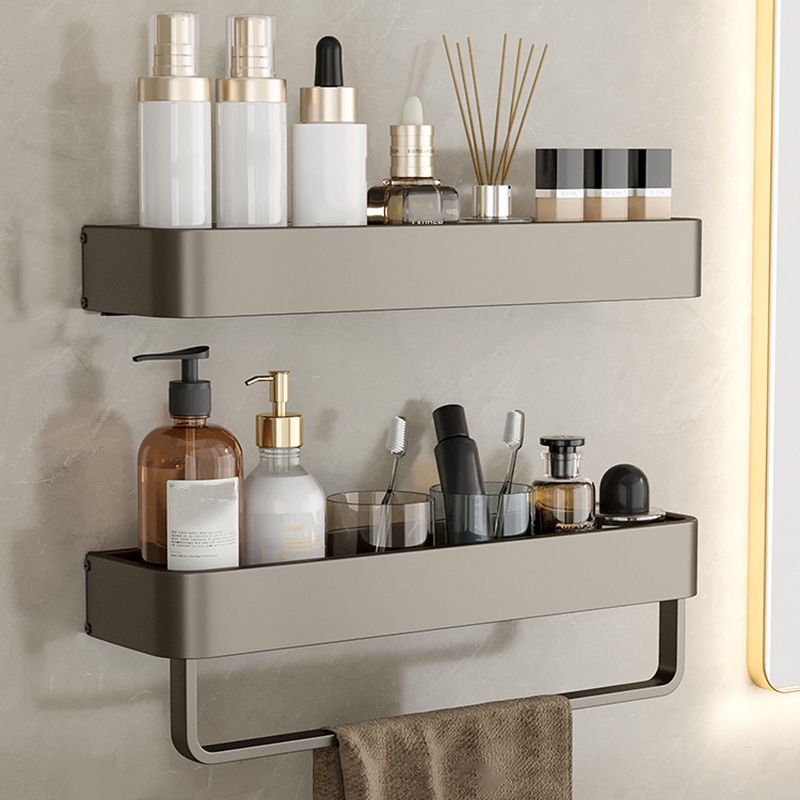 Lisslune | Contemporary Aluminum Bathroom Accessory Set Gray Bath Shelf