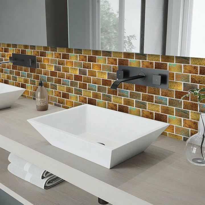 Lisslune | Peel and Stick Tiles Subway Rectangle Waterproof PVC Tile-Peel & Stick for the Kitchen 10-Pack