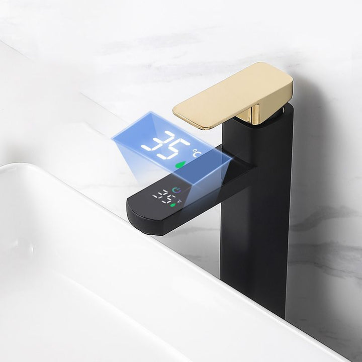 Lisslune | Contemporary sink faucet Digital display Monochrome Low arch basin Bathroom sink