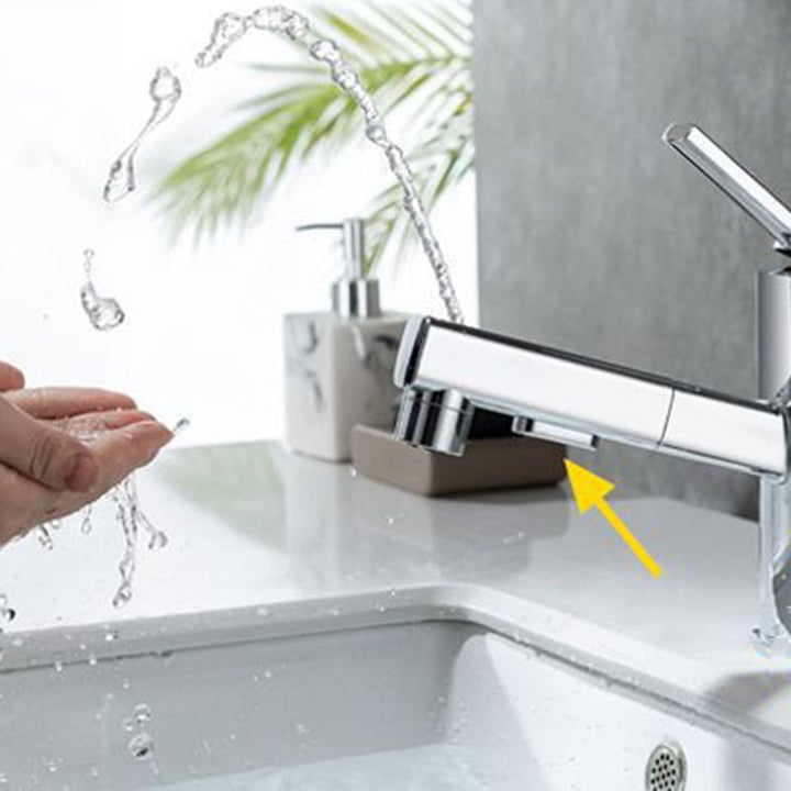Lisslune | Contemporary Vessel Sink Faucet Copper Single Handle Low Arc Pull Down Vessel Faucet