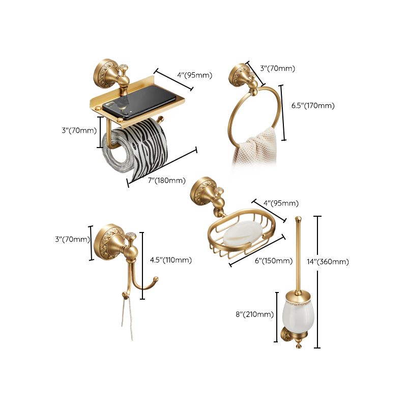 Lisslune | Modern Bathroom Accessory Set Paper Holder Bathroom Shelf Gold Bathroom Fittings Set