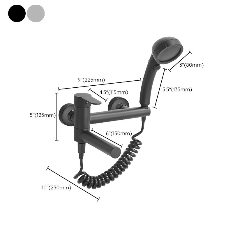 Lisslune | Wall-mounted metal swivel bathtub filler with single lever handle
