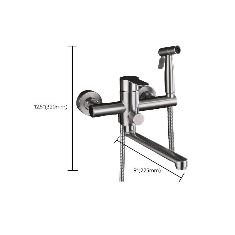 Lisslune | Wall-mounted metal bathtub filling low arch swivel bathtub mixer