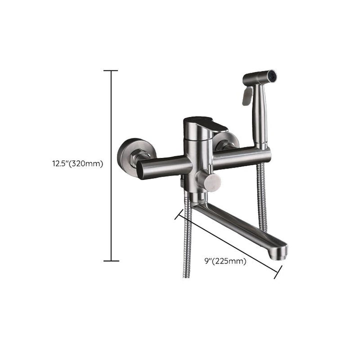 Lisslune | Wall-mounted metal bathtub filling low arch swivel bathtub mixer