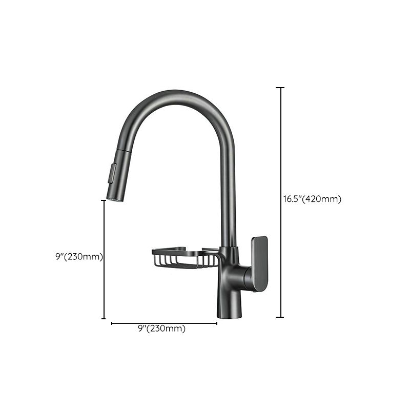 Lisslune | Goose Neck Kitchen Sink Faucet Three-Way with Pull-Down Spray Head