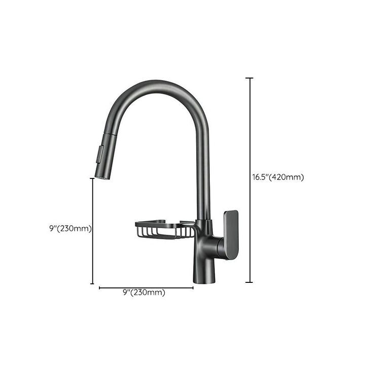 Lisslune | Goose Neck Kitchen Sink Faucet Three-Way with Pull-Down Spray Head