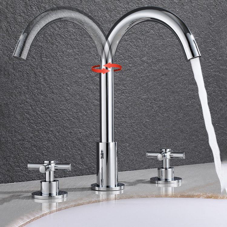 Lisslune | Goose Neck Bathroom Sink Faucet 2 Handles Hot and Cold Water Sink Faucet with Drain