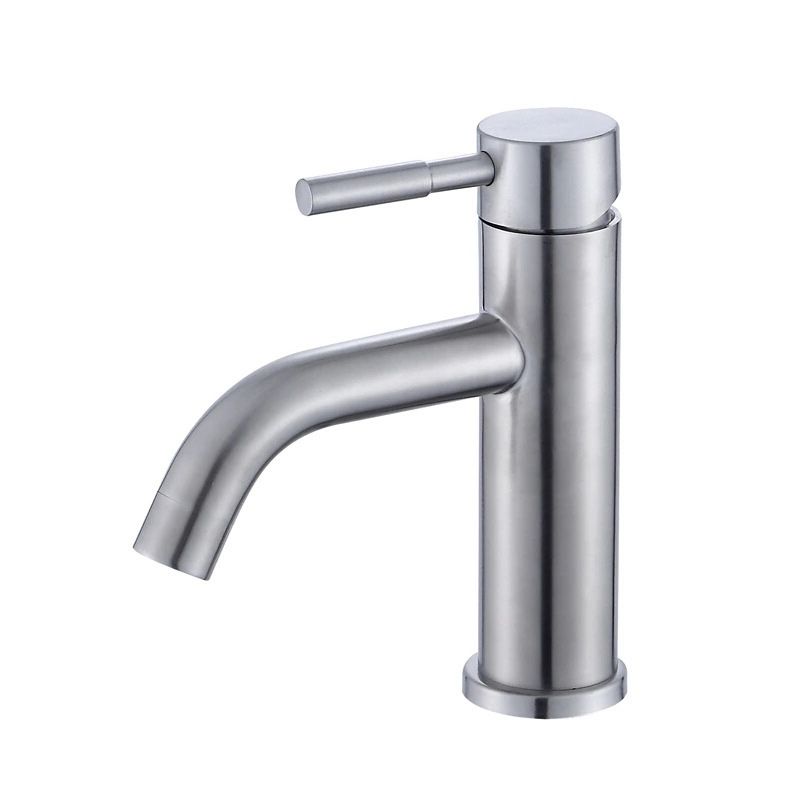 Lisslune | Modern Silver Bathroom Faucet Single Handle Bathroom Tap with Lever Handle