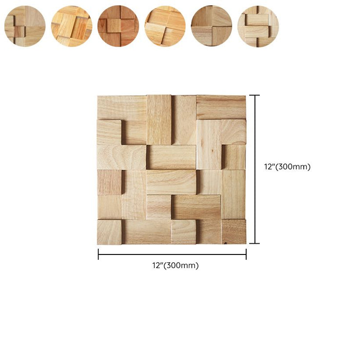 Lisslune | Mosaic Wood Wall Cladding Glue Living Room Modern Style Wood Plank