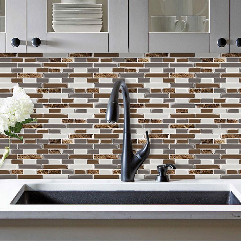 Lisslune | PVC Peel & Stick Tile Subway Rectangle Stain Resistant Peel & Stick Tile for the Kitchen