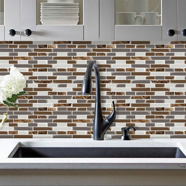 Lisslune | PVC Peel & Stick Tile Subway Rectangle Stain Resistant Peel & Stick Tile for the Kitchen