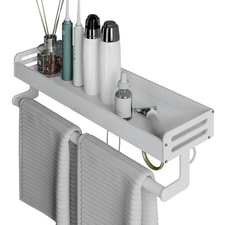 Lisslune | 2-piece modern bathroom accessory set White rectangular wall shelf