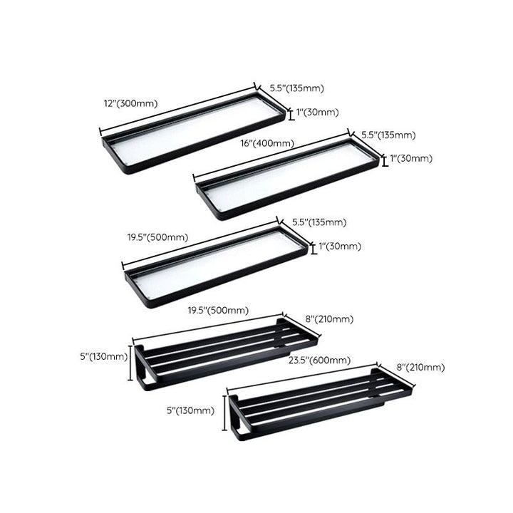 Lisslune | Black Bathroom Accessories Hardware Set with Towel Rail and Bath Shelf
