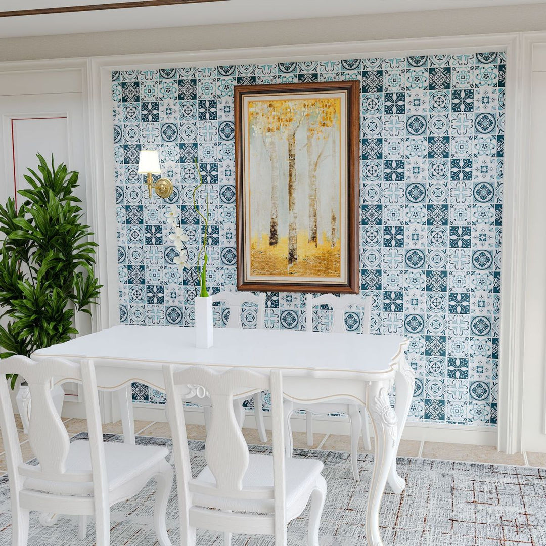 Lisslune | Plastic Peel & Stick Tile Square Stain Resistant Wallpaper for Back Wall