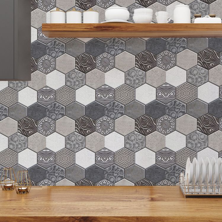 Lisslune | Hexagonal Tile - Peel & Stick Plastic Stain Resistant Peel and Stick Mosaic Tile 5-Pack