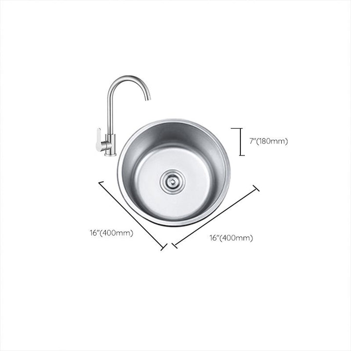 Lisslune | Round Single Bowl Kitchen Sink Stainless Steel Sink with Drain Strainer Set