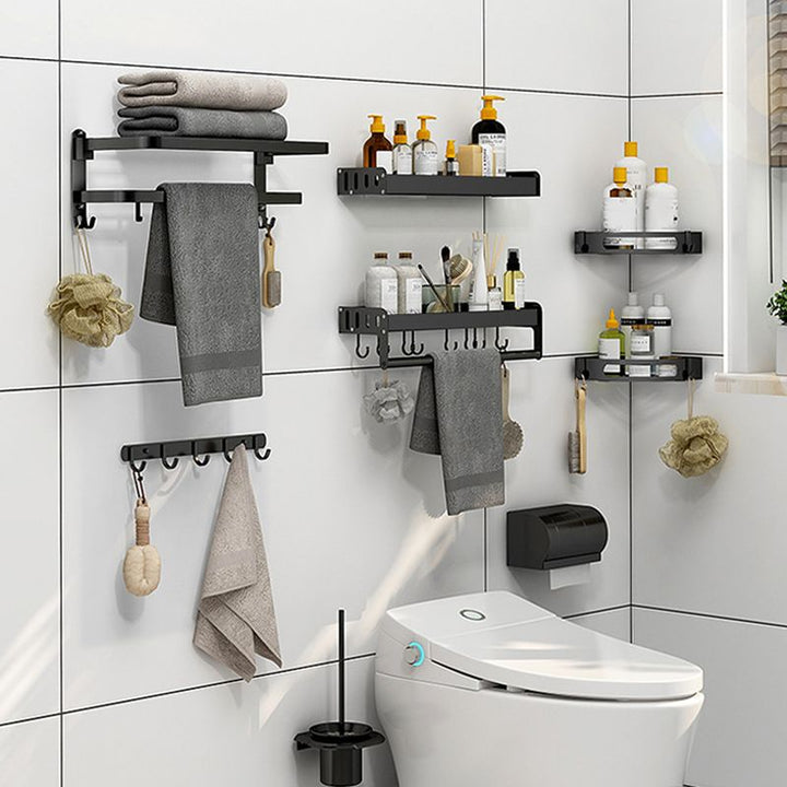 Lisslune | Modern Bathroom Accessories Black Paper Holder Bathroom Shelf Bathroom Accessory Set
