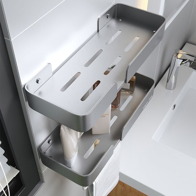 Lisslune | 3-piece modern bathroom hardware set aluminum bathroom shelf in gray