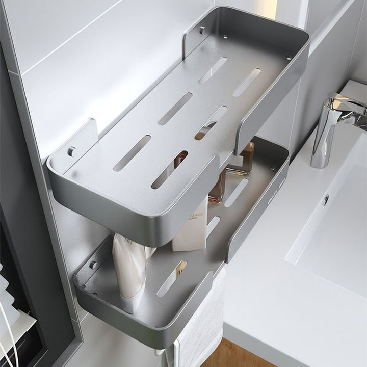 Lisslune | 3-piece modern bathroom hardware set aluminum bathroom shelf in gray