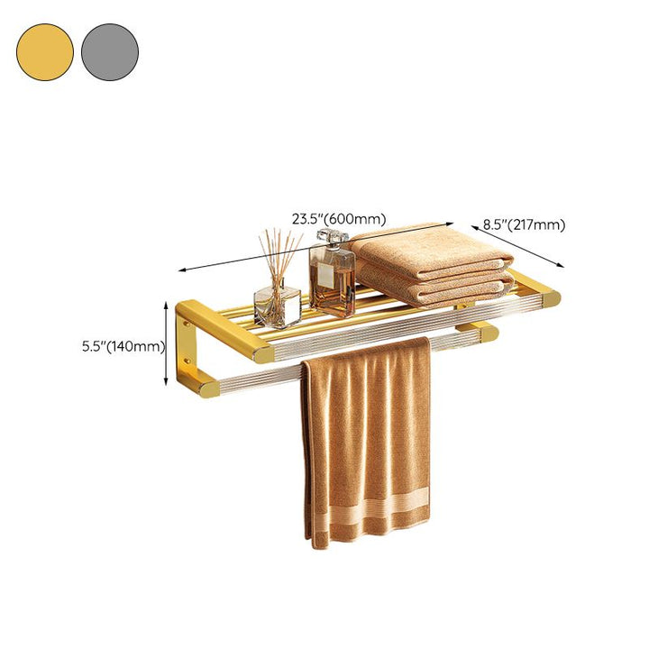 Lisslune | Modern Bathroom Hardware Set Towel Holder Bathroom Shelf Gray/Gold Bathroom Hardware Set