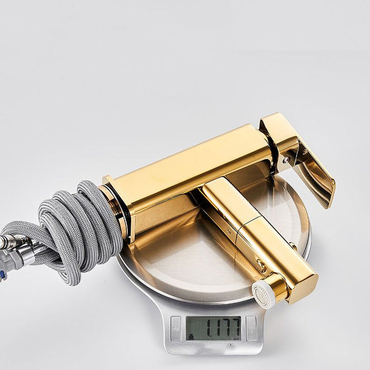 Lisslune | Luxury Extendable Basin Faucet Cubic Low Arc Vanity Faucet